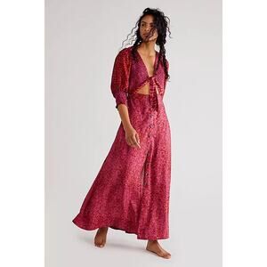 Free People Magenta Printed Cutout Button Maxi Dress Sz XL Boho Cottagecore